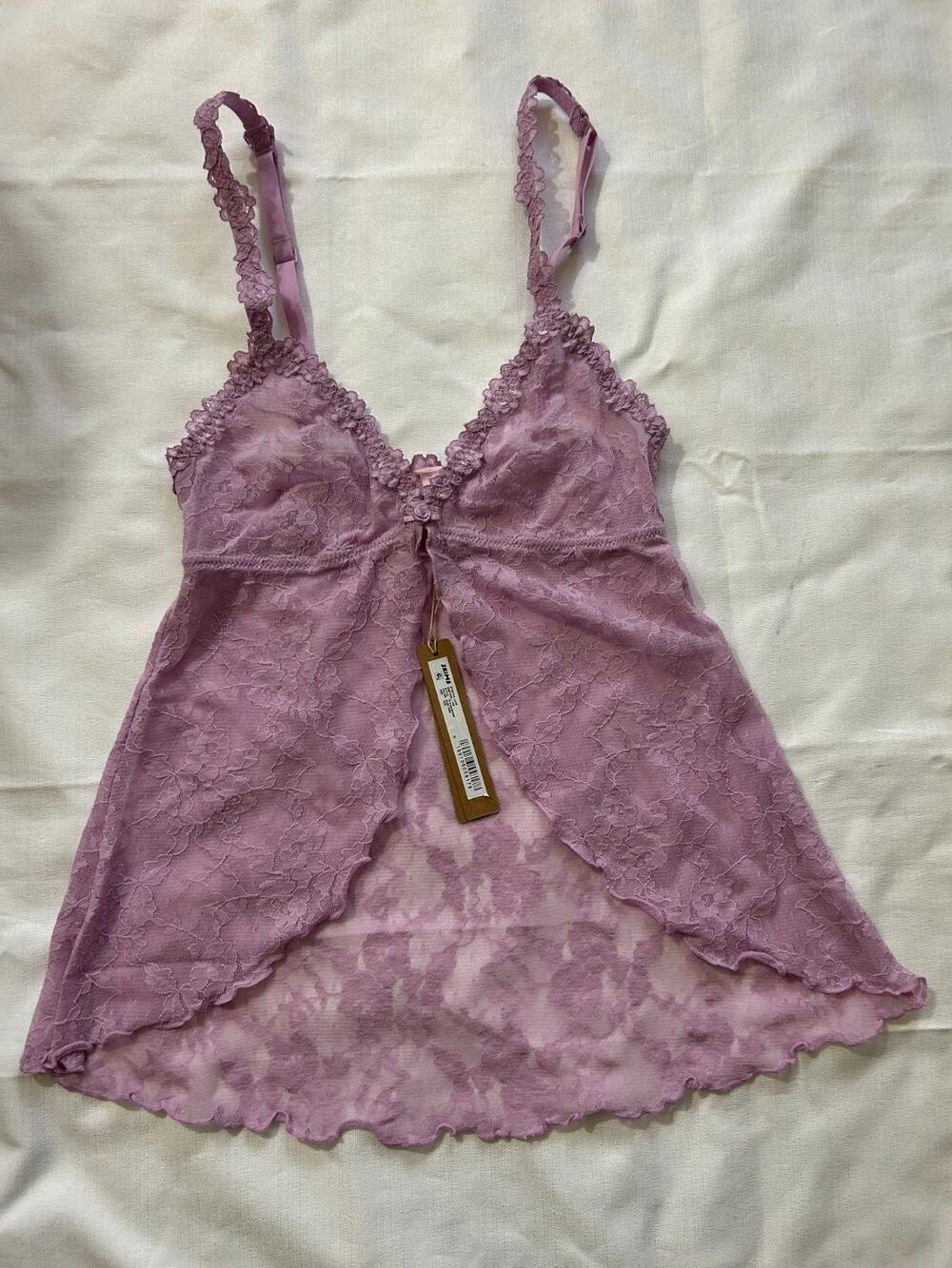 Skims NWT Stretch Lace Babydoll Top Baby Pink Size XXS